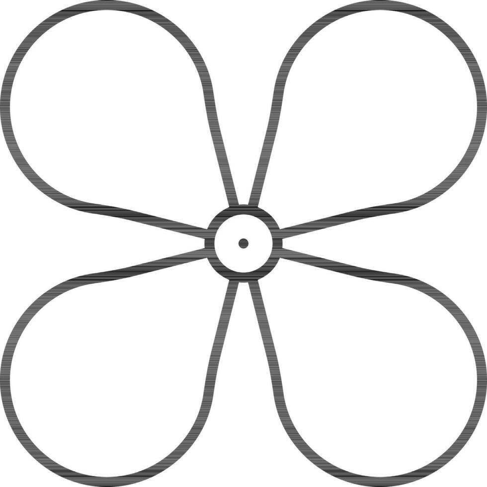 Four Petal Flower Black Line Art Icon. vector