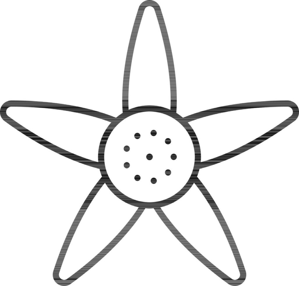 Black Stroke Star Flower Flat Icon. vector