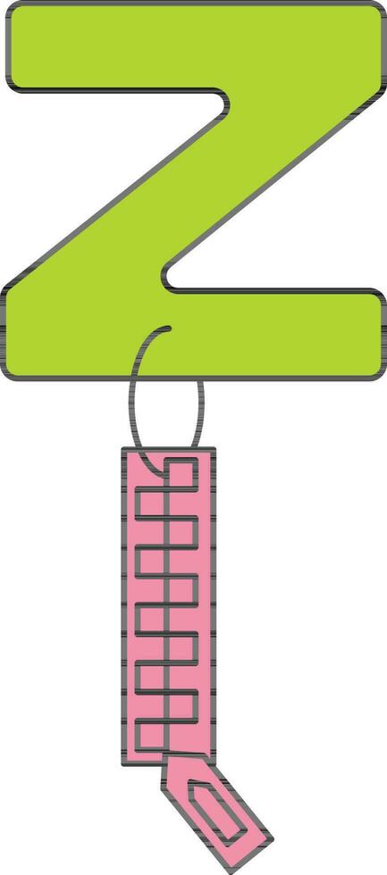 Letter Z For Zip Icon In Green And Pink Color. vector