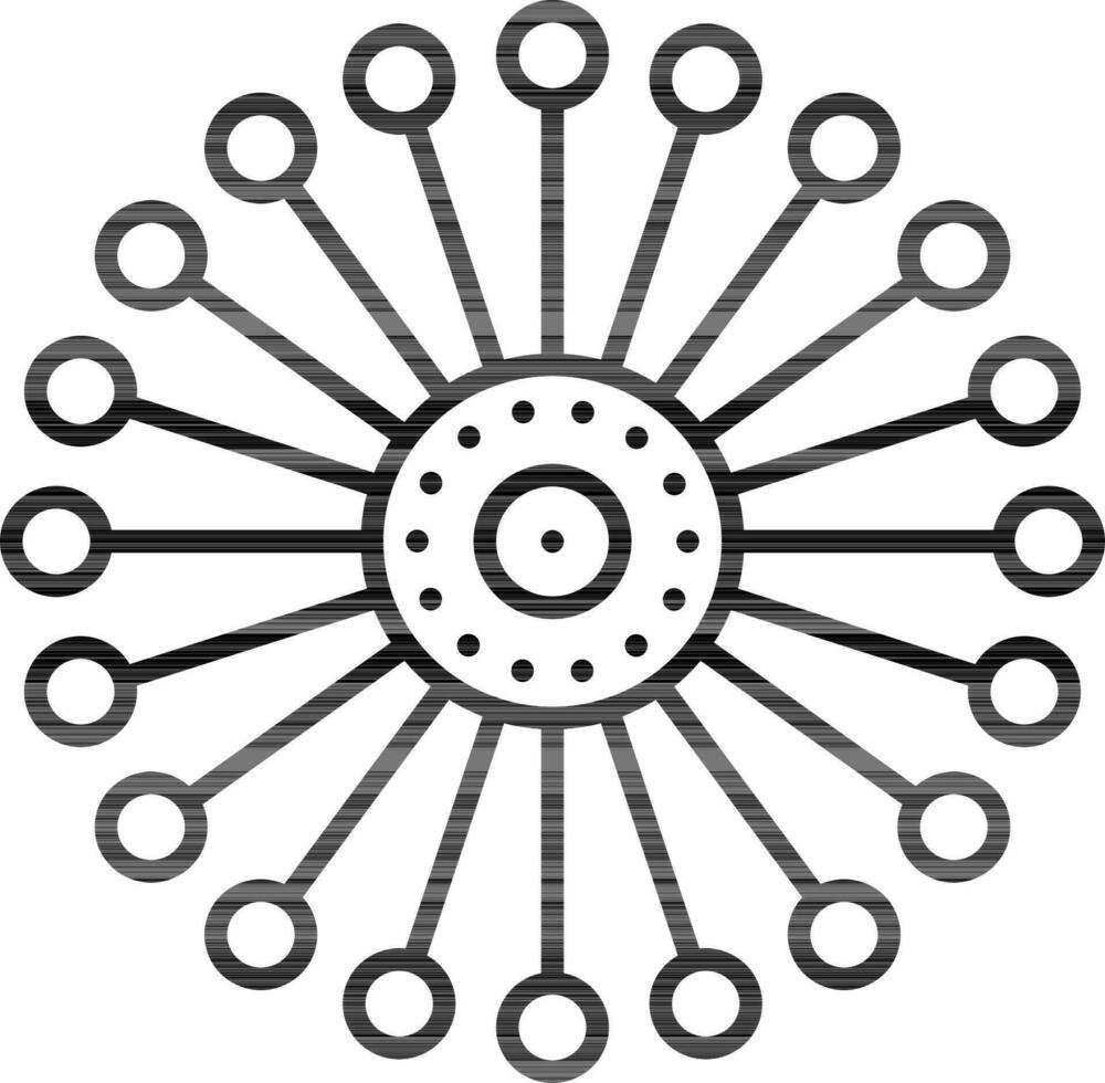 Pincushion Flower Flat Icon In Line Art. vector