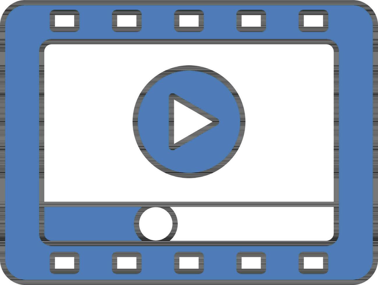 Film Strip With Play Button Icon In Blue And White Color. vector