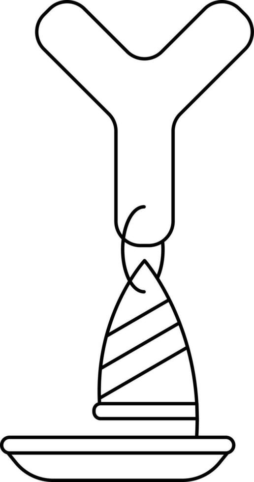 Letter Y For Yacht In Black Line Art. vector
