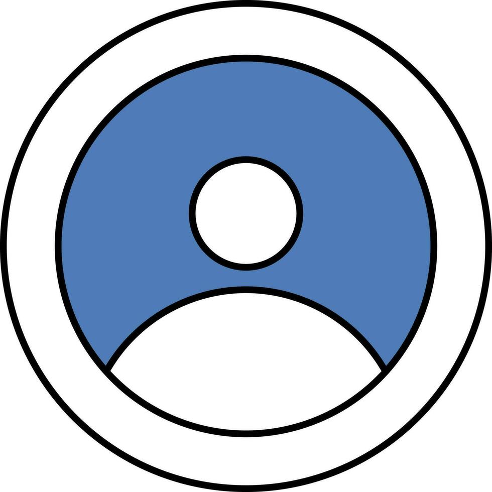 Flat Style User Icon In Blue And White Color. vector
