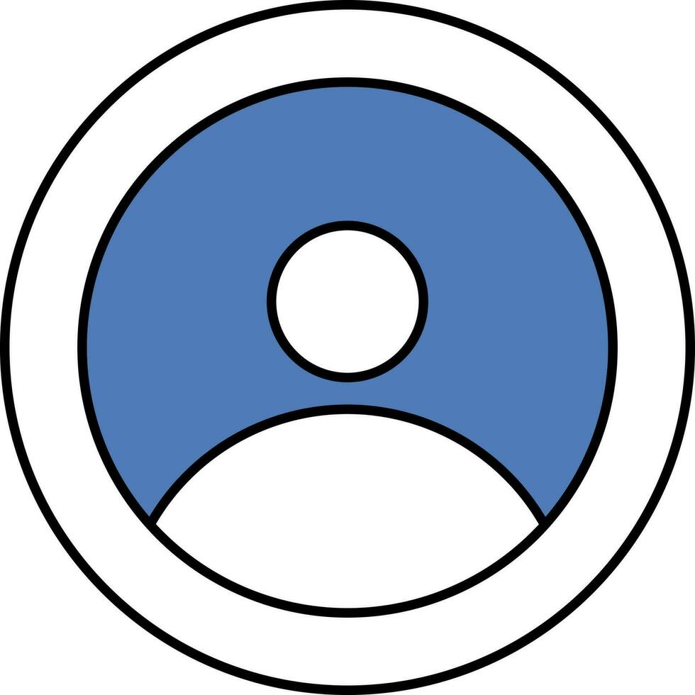 Flat Style User Icon In Blue And White Color. vector