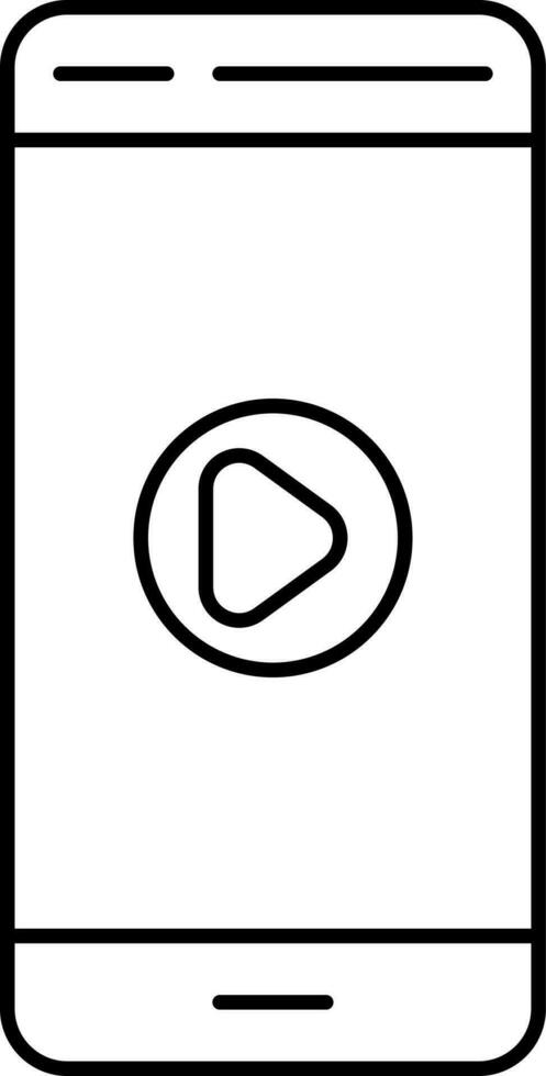 Play Button In Smartphone Screen Thin Line Icon. vector