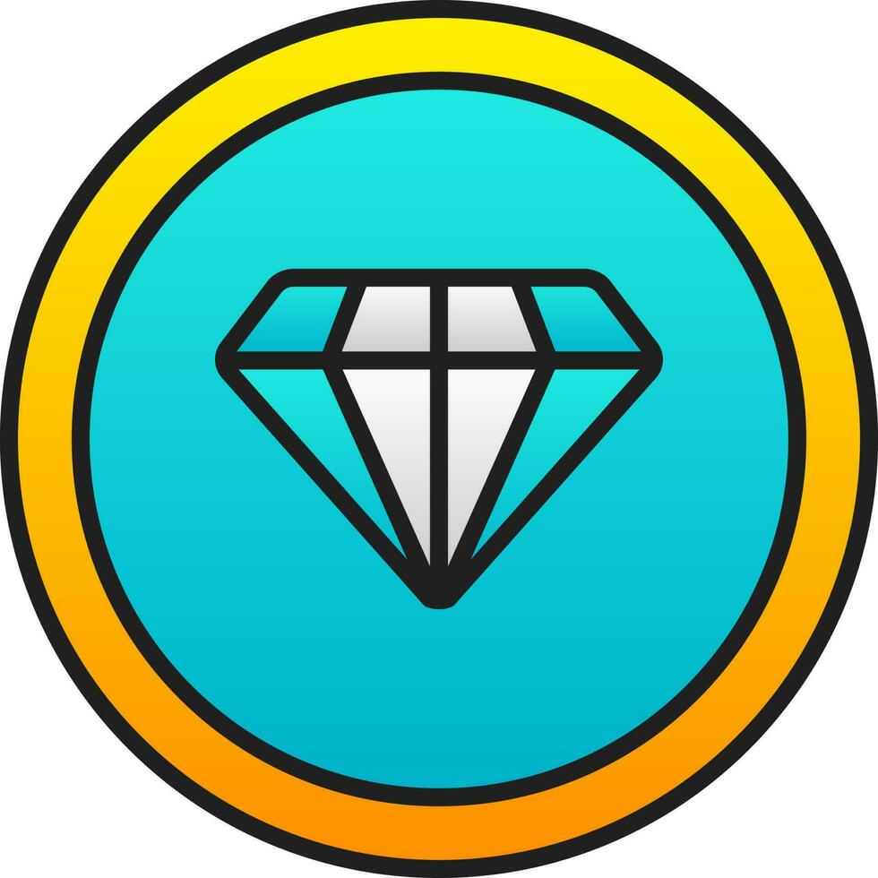 Yellow And Blue Diamond Round Icon. vector