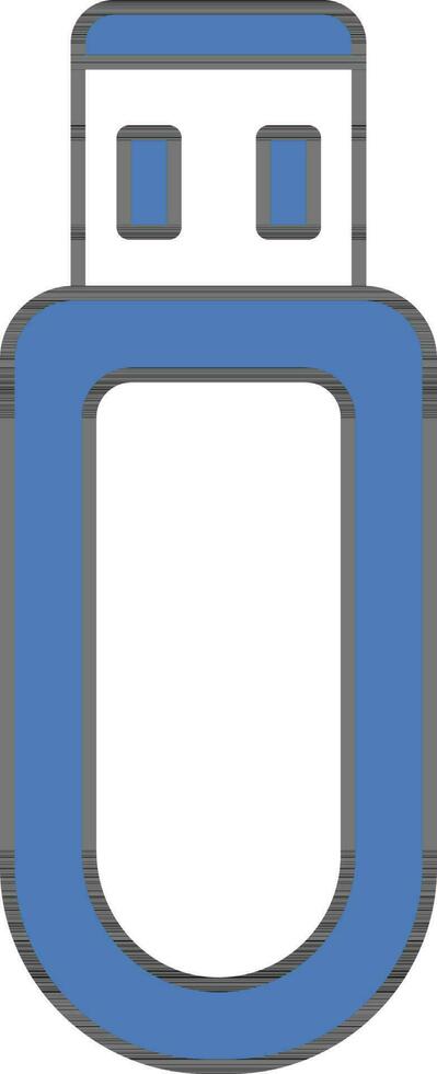 Isolated Flash Drive Icon In Blue And White Color. vector