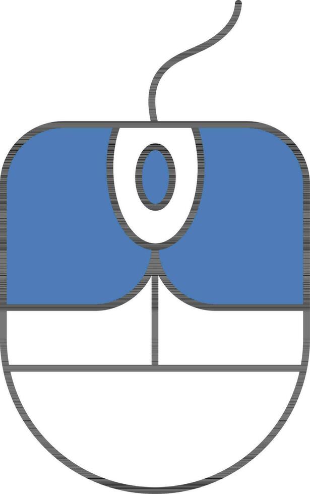 Computer Mouse Icon In Blue And White Color. vector