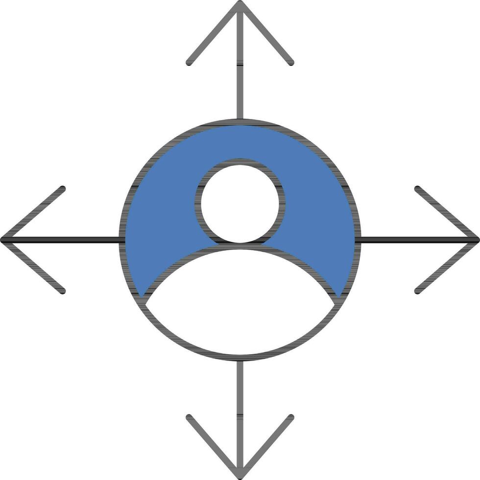 User Expand Icon In Blue And White Color. vector
