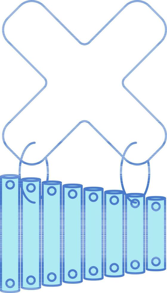 Letter X For Xylophone Icon In Blue And White Color. vector
