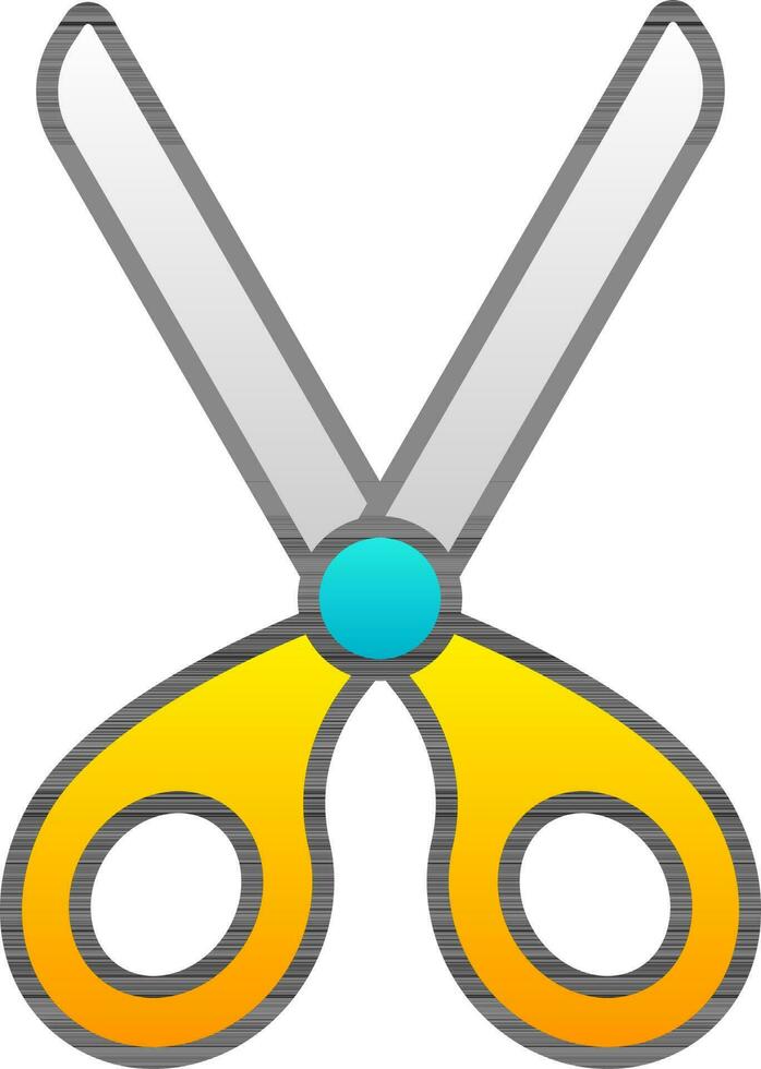 Scissors Or Cut Icon In Yellow And Blue Color. vector