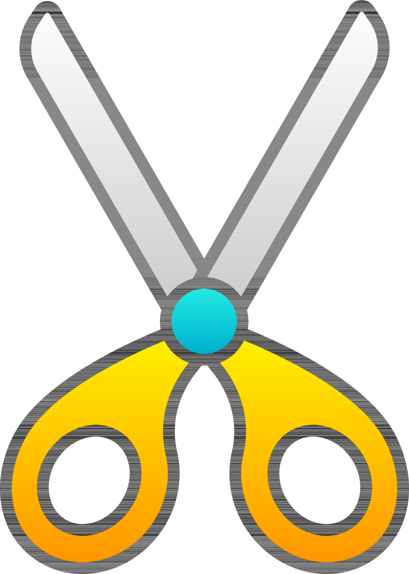 Scissors Or Cut Icon In Yellow And Blue Color. 24458135 Vector Art at