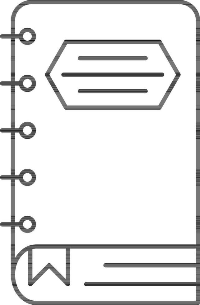 Black Outline Book Flat Icon. vector