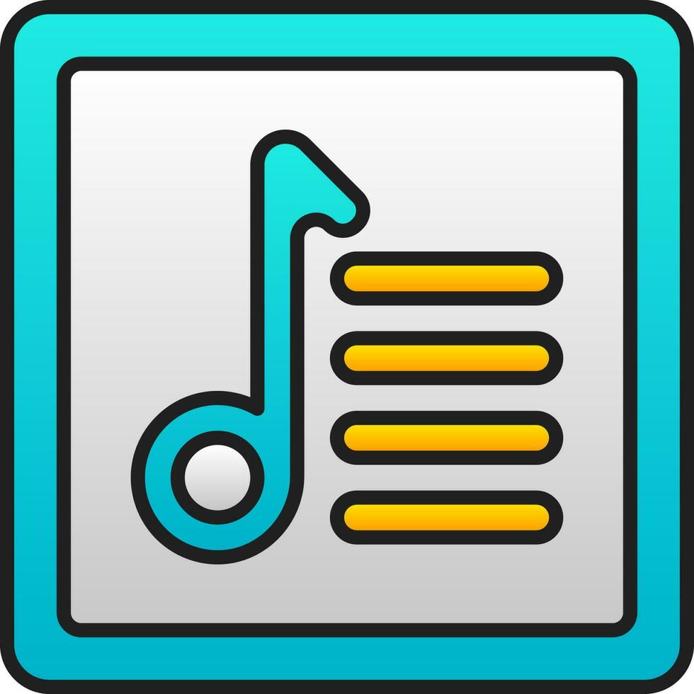 Music List Blue And Yellow Square Icon In Flat Style. vector