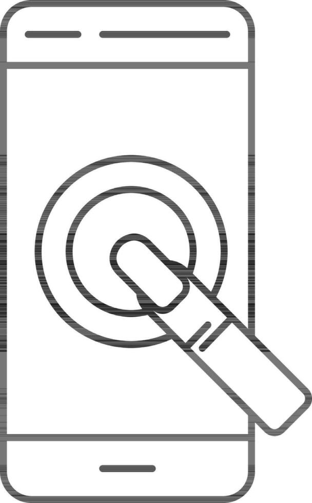 Finger Touch On Smartphone Screen Black Outline Icon. vector