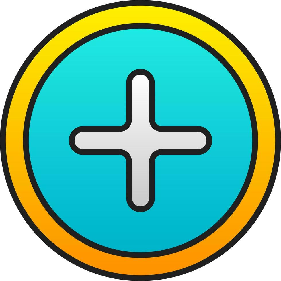Add Or Plus Button Gradient Blue And Yellow Icon. 24458156 Vector Art ...