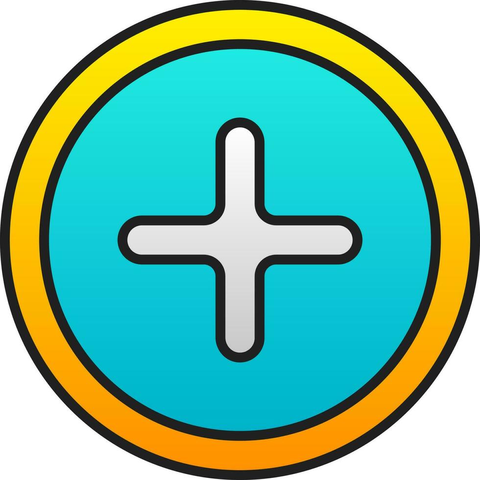 Add Or Plus Button Gradient Blue And Yellow Icon. vector