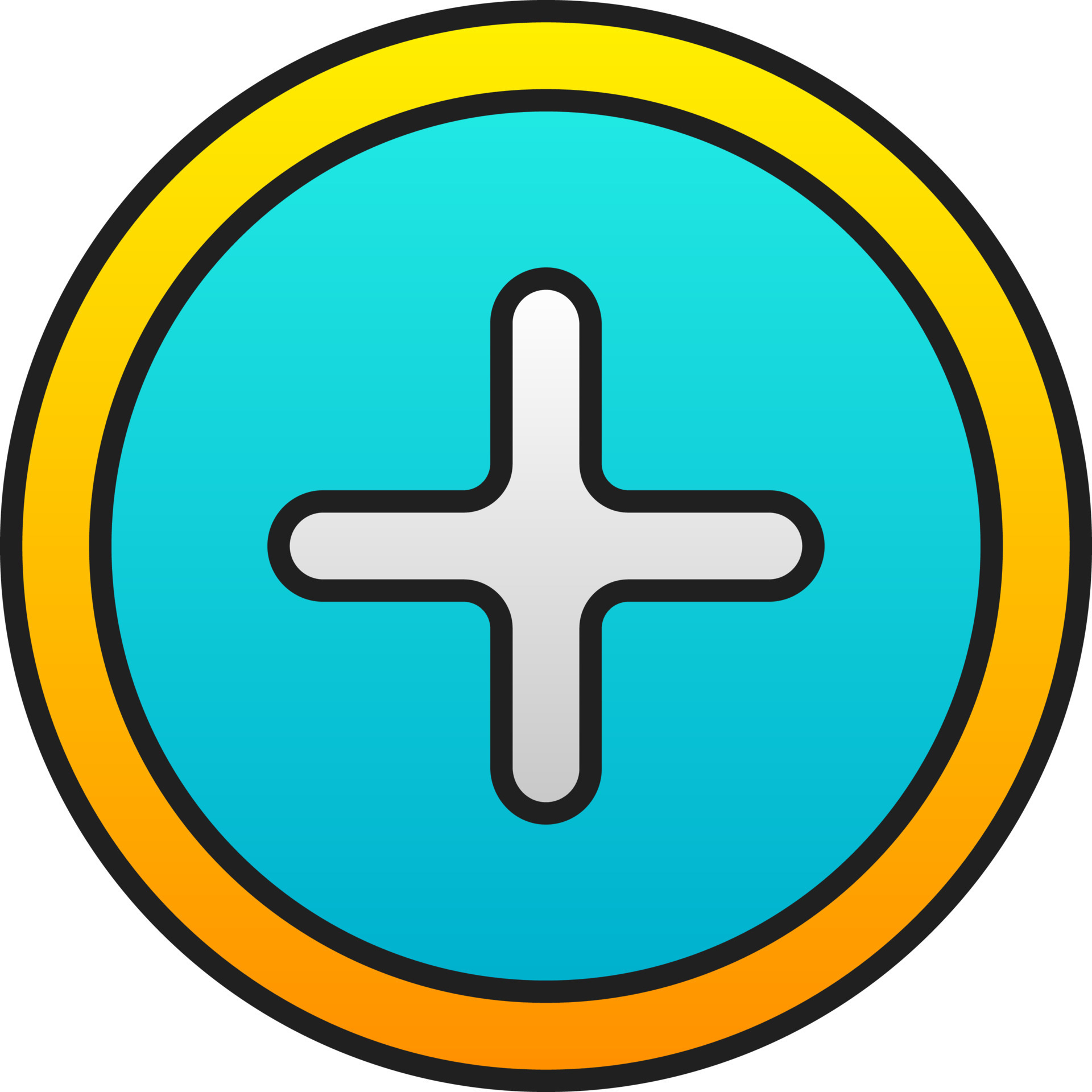 Add Or Plus Button Gradient Blue And Yellow Icon. 24458156 Vector Art ...