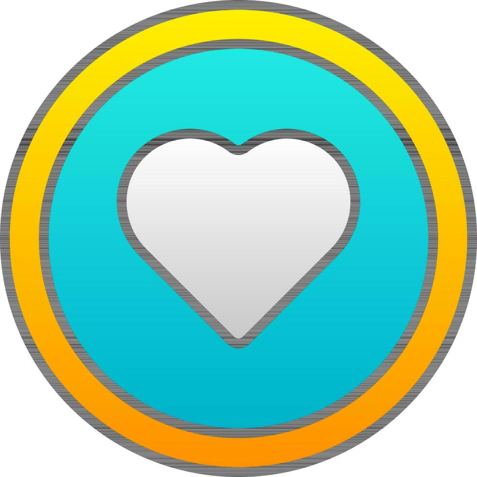 Heart Symbol On Gradient Blue And Yellow Circle Background. vector