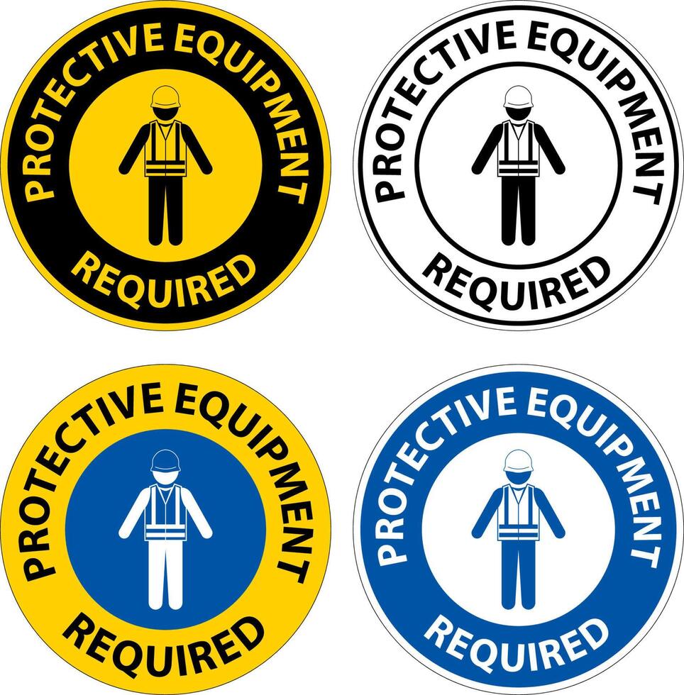Symbol Floor Sign, Protective Equipment Required vector