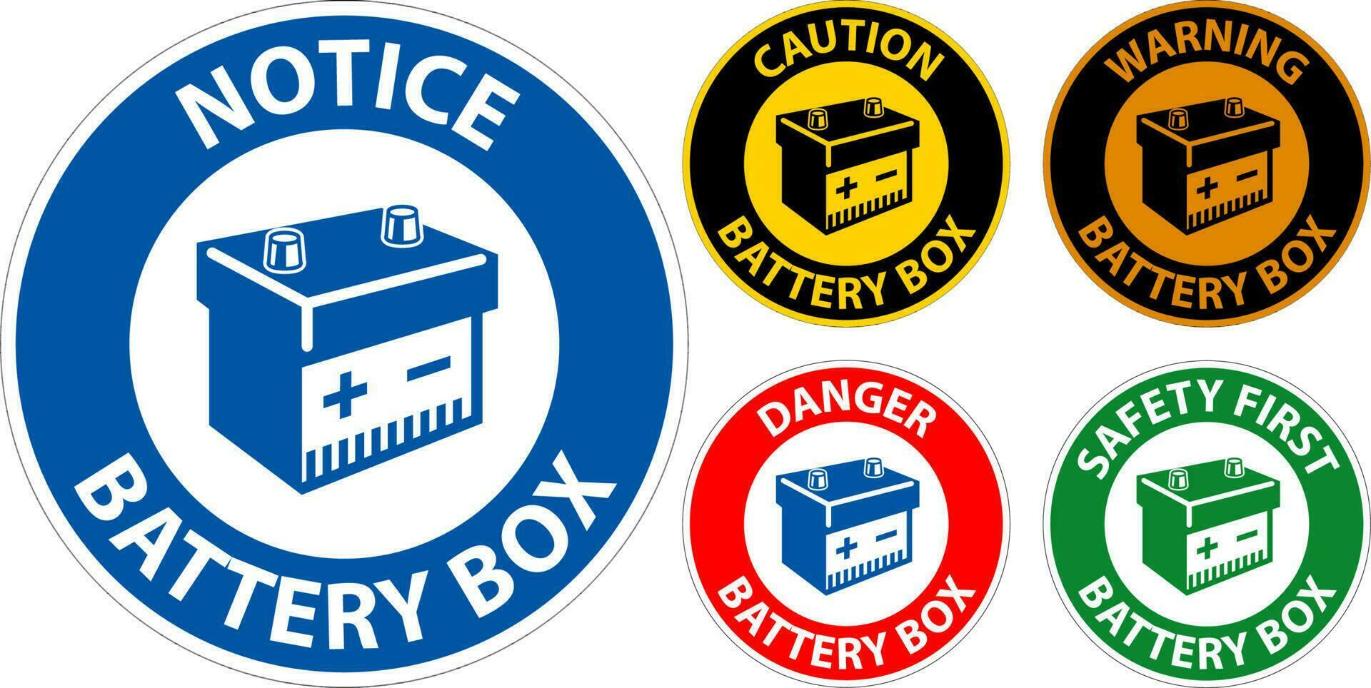 Notice Battery Box with Icon Sign On White Background vector