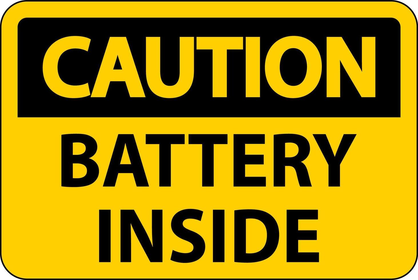 Caution Sign Battery Inside On White Background vector