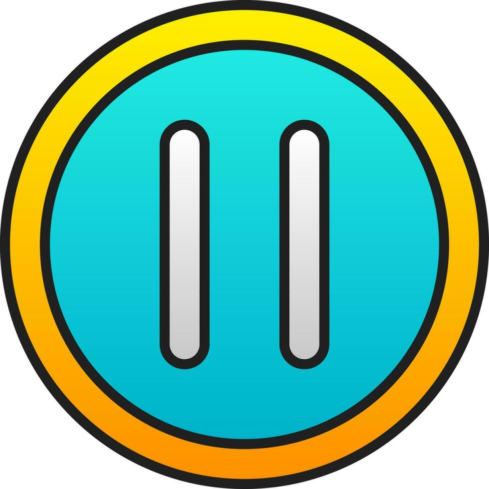 Gradient Yellow And Blue Pause Button Icon. vector