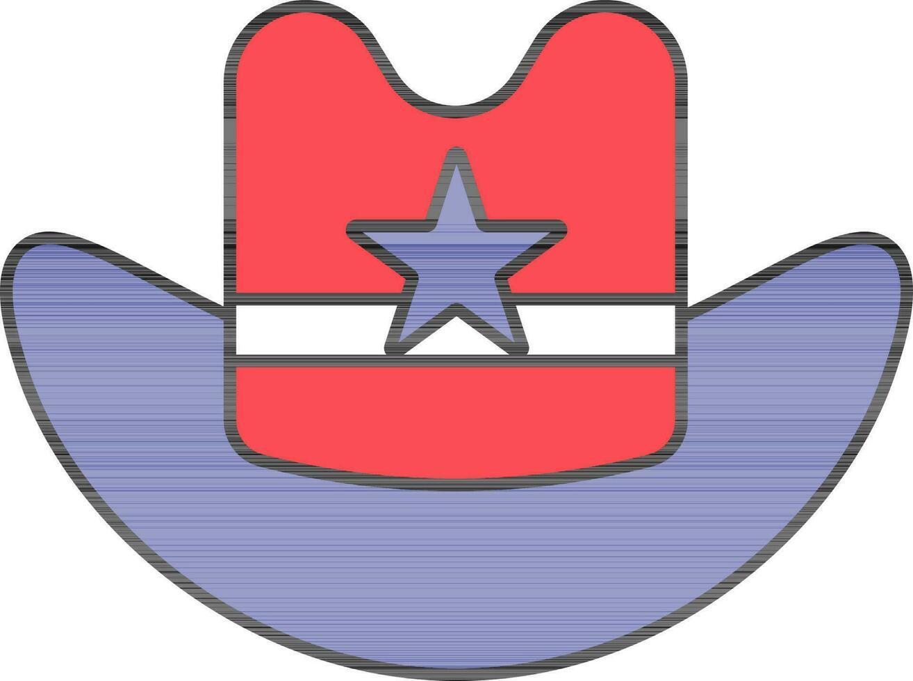 Cowboy Hat Icon In Blue And Red Color. vector