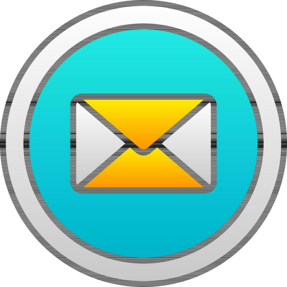 Mail Or Envelope Symbol On Circle Icon In Gradient Blue And Yellow Color. vector