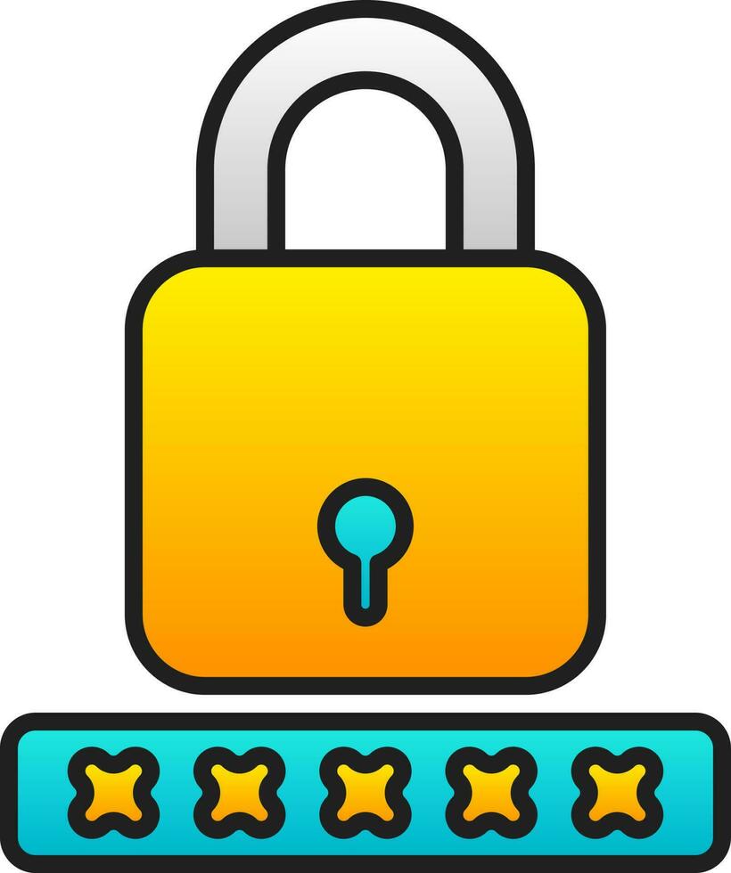 Lock Password Code Icon In Gradient Blue And Yellow Color. vector