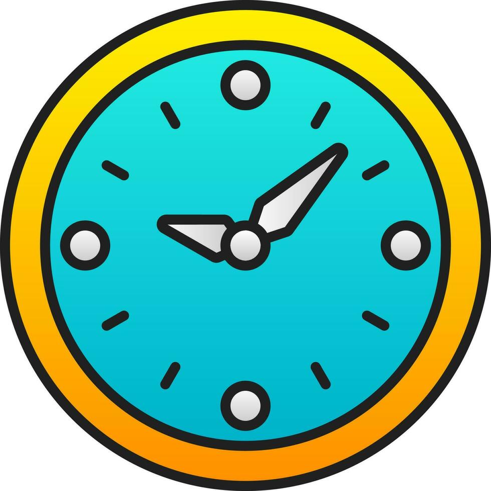 Gradient Blue And Yellow Clock Flat Icon. vector