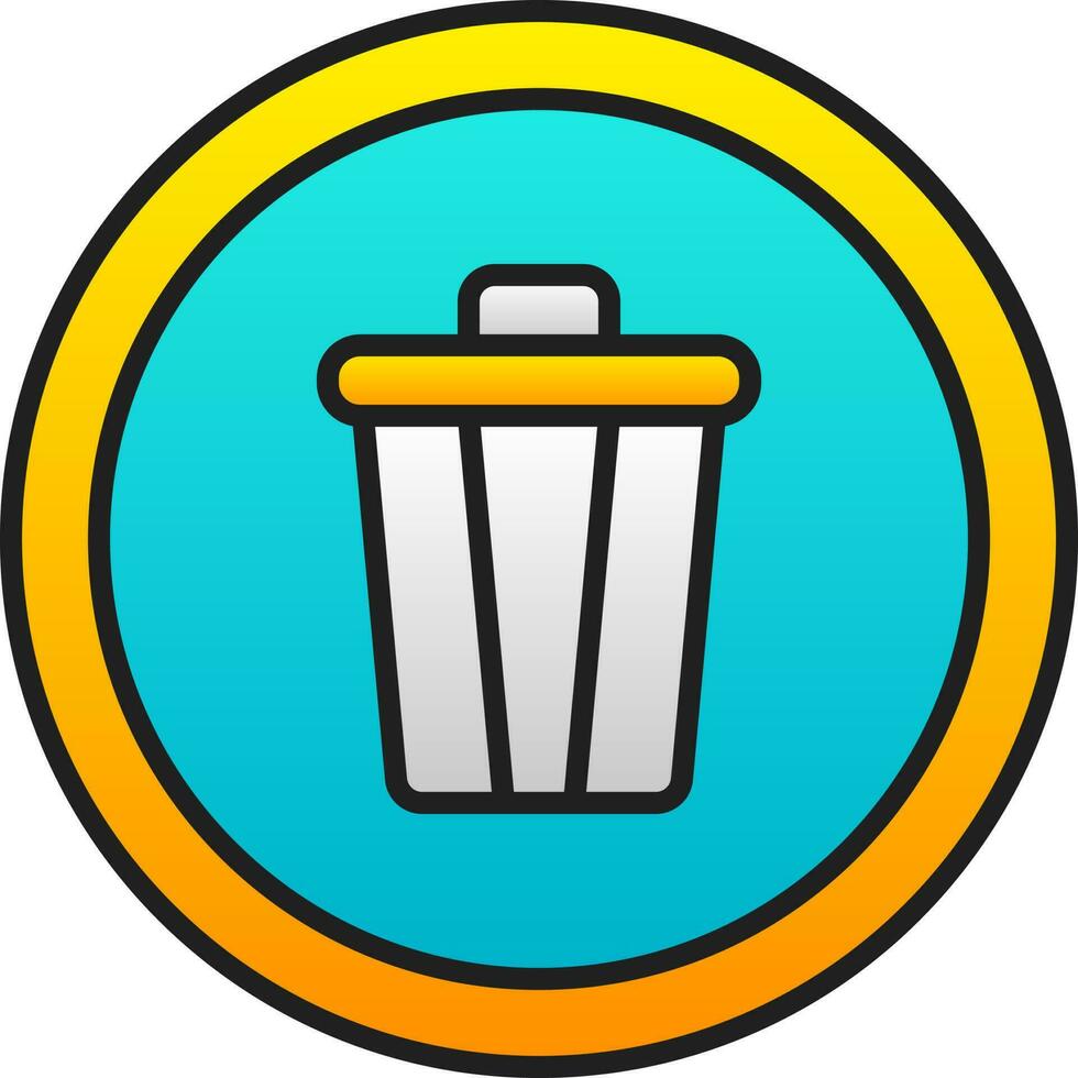 Delete Button Gradient Blue And Yellow Icon. vector