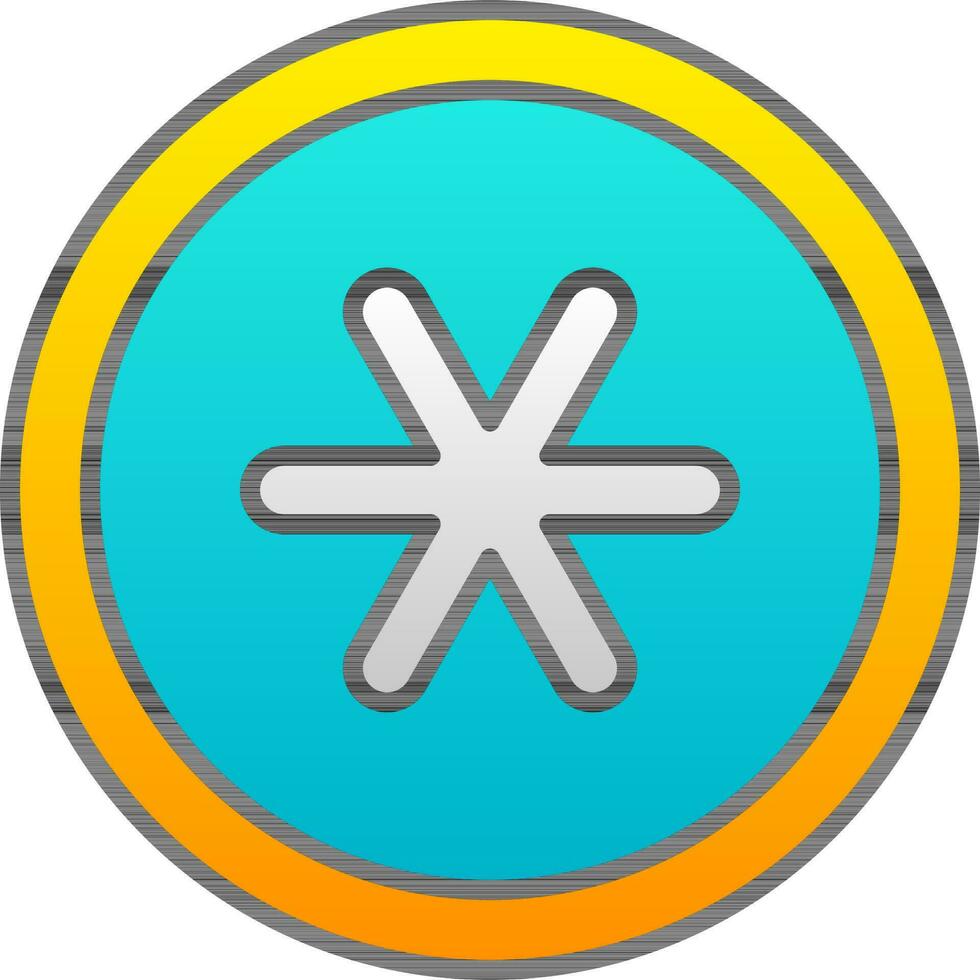 Asterisk Symbol Or Icon On Gradient Yellow And Blue Circle Background. vector