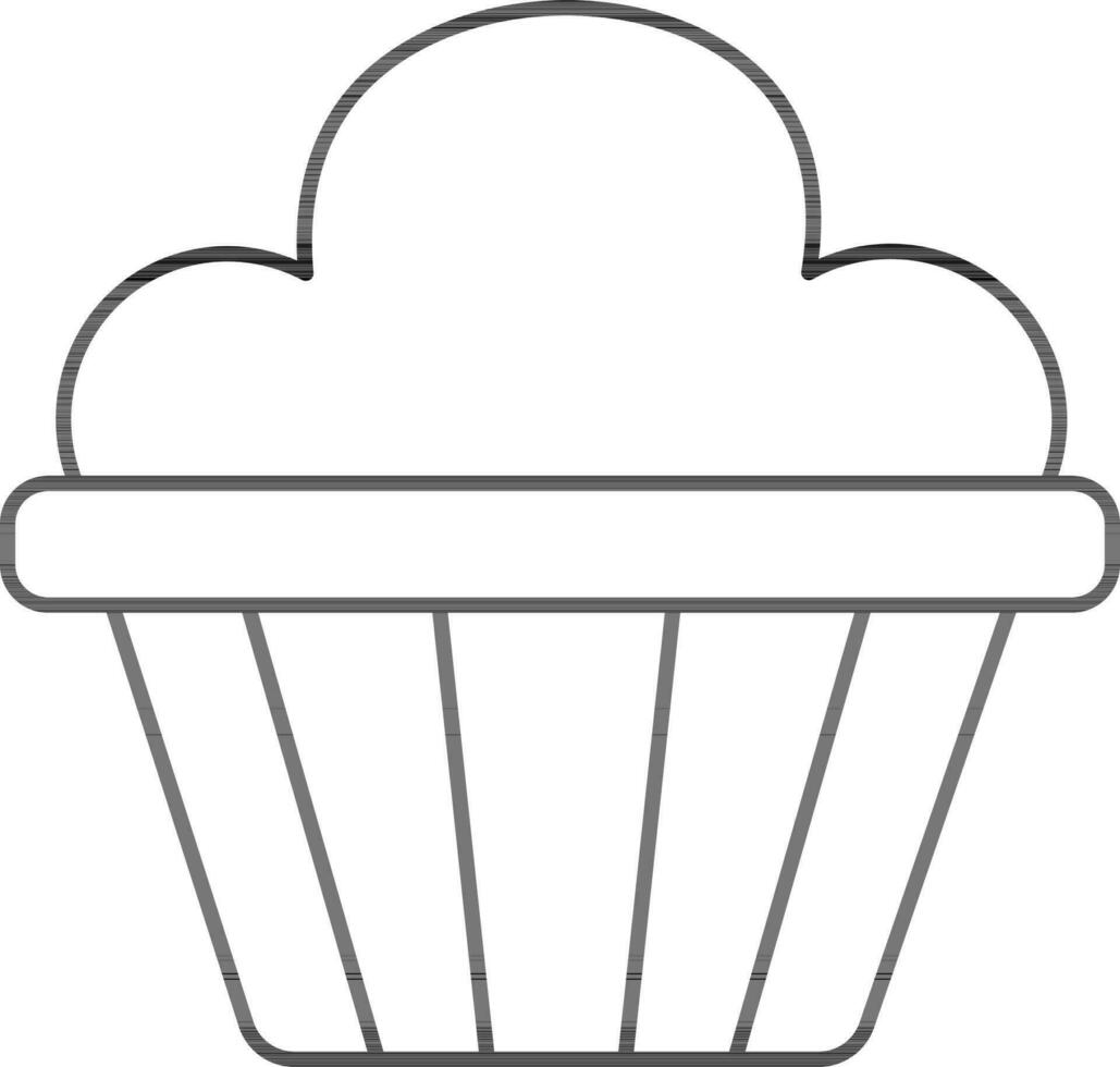 Cupcake Icon In Black Line Art. vector