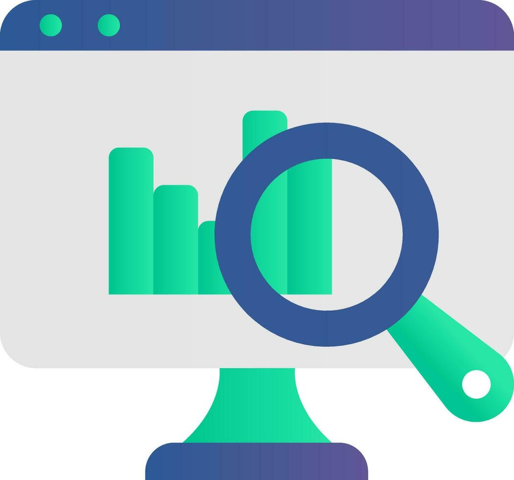 Search Bar Graph Chart In Desktop Screen Blue And Green Icon. vector