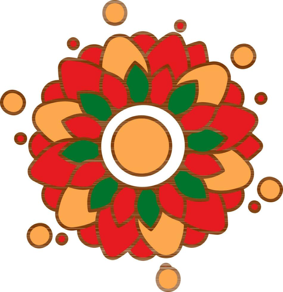 Colorful Rangoli Icon in Flat Style. vector