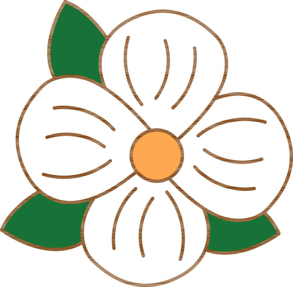 Beautiful Flower Icon in White and Green Color. vector