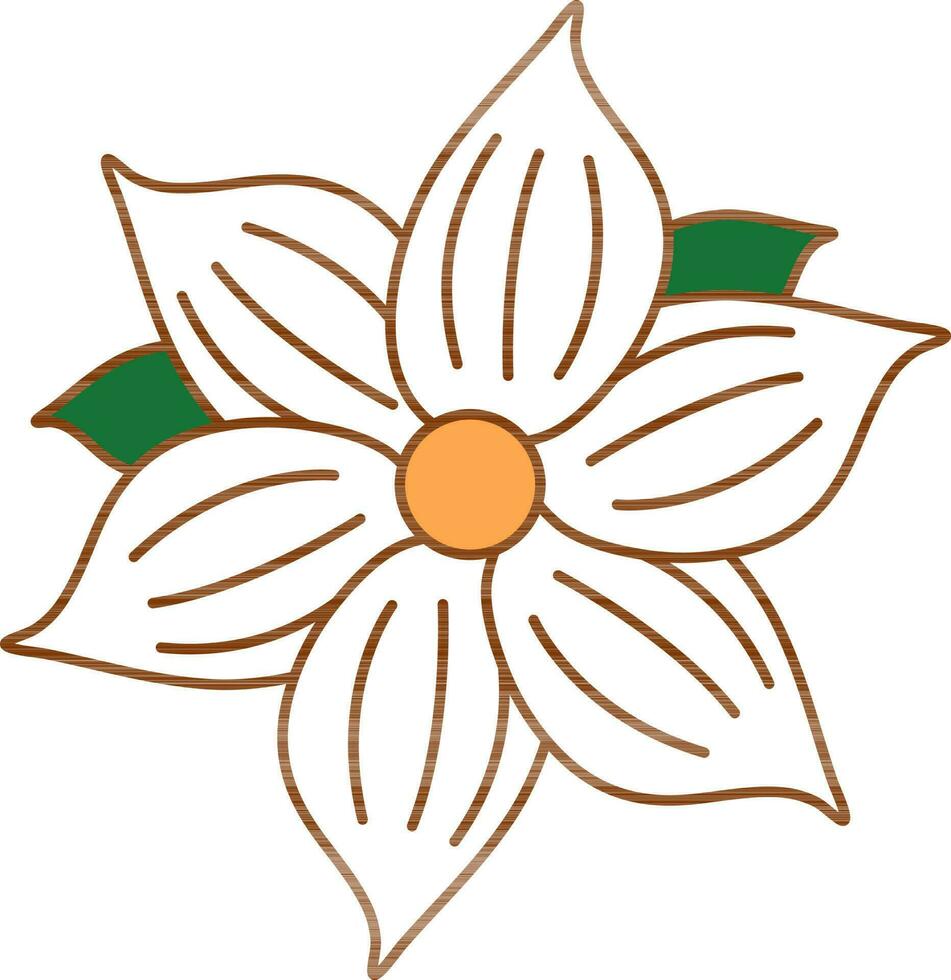 flor con hojas icono en verde y blanco color. vector