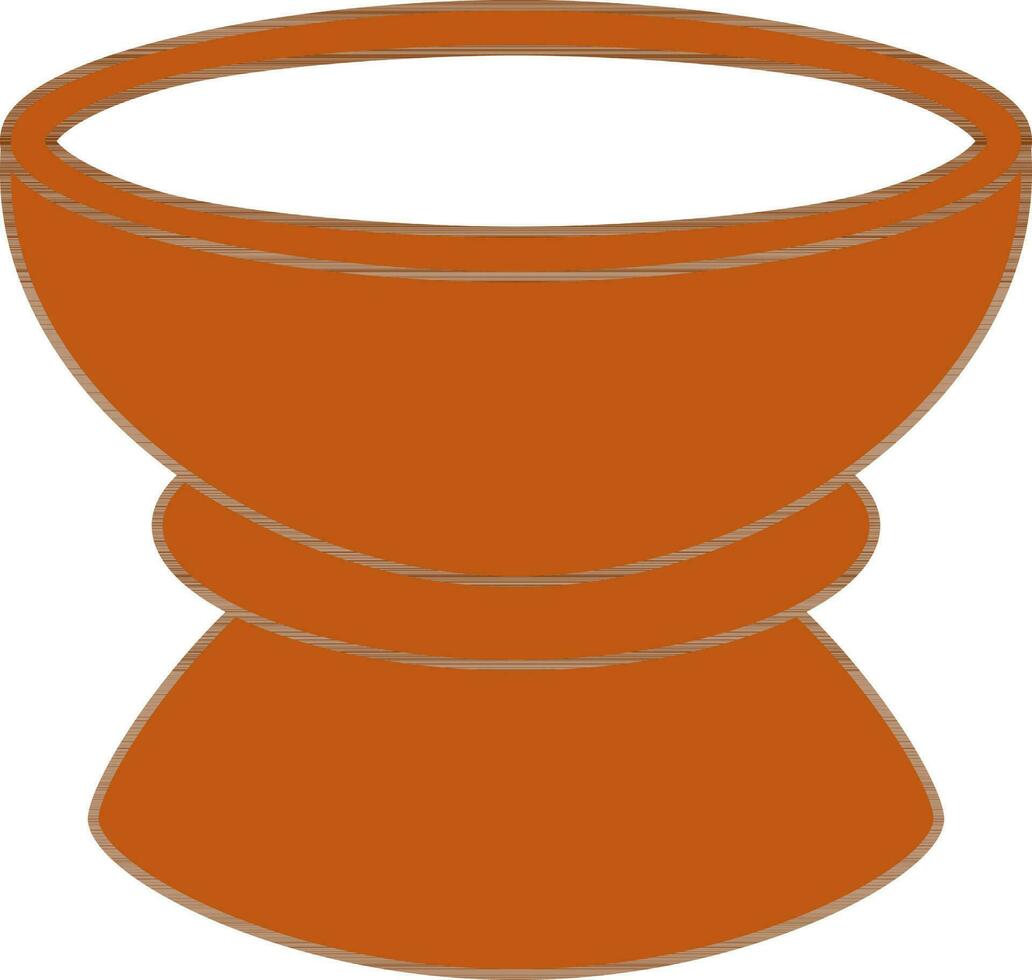 Flat Style Clay Bowl Brown Icon. vector