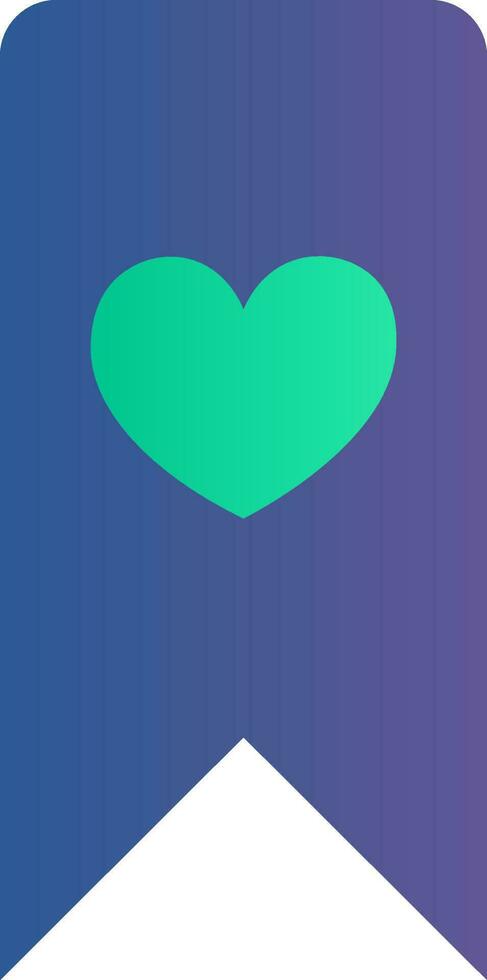 Heart Symbol Bookmark Green And Blue Icon In Flat Style. vector