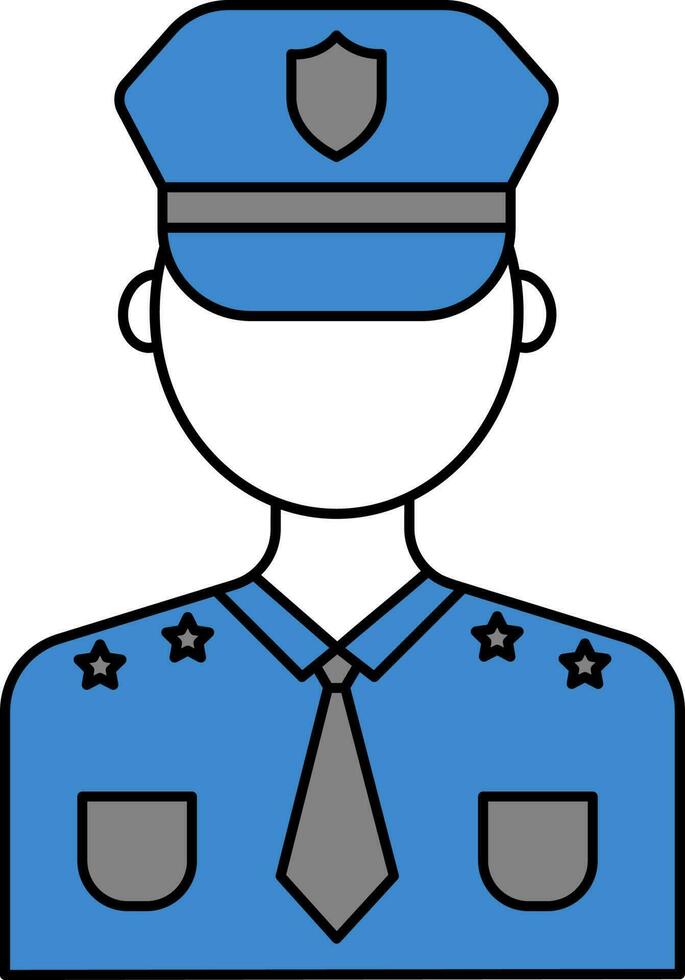 sin rostro policía icono en azul y blanco color. vector