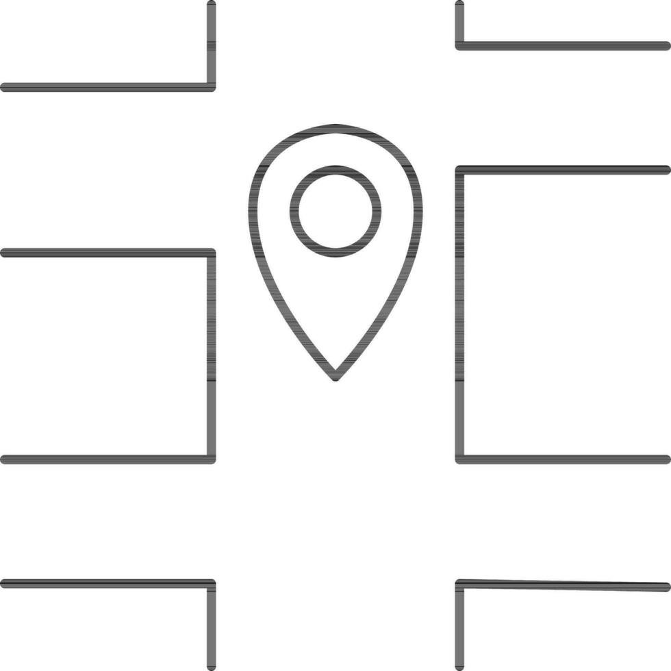 Map Location Icon In Black Line Art. vector