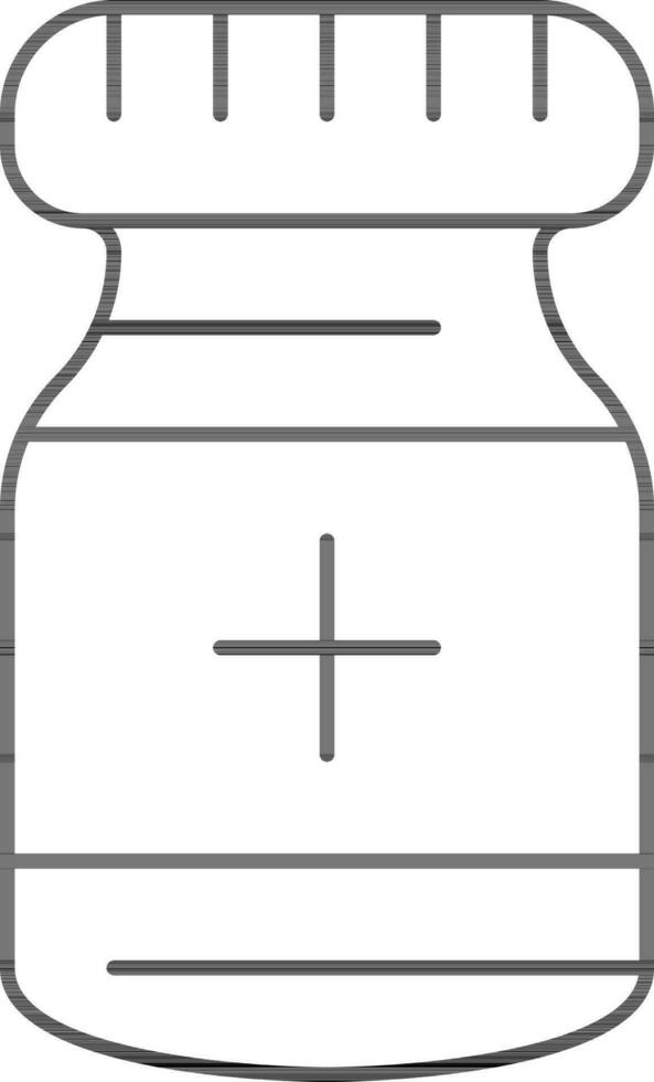 Medical Pill Bottle Icon In Line Art. vector