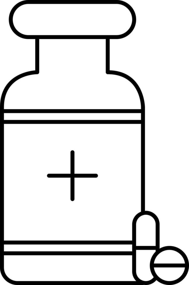 Medical Pill Bottle Icon In Line Art. vector