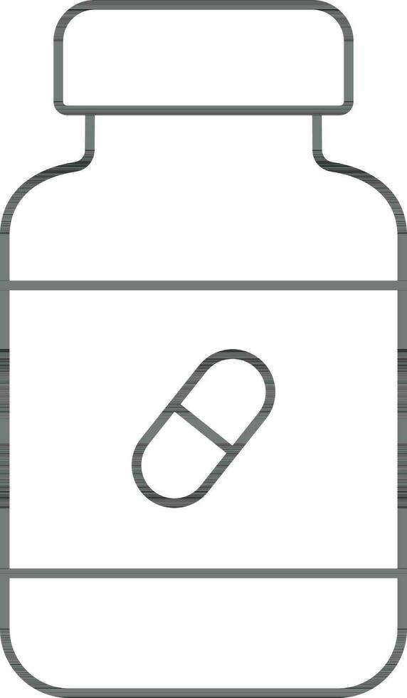 Pill Bottle Icon In Black outline. vector