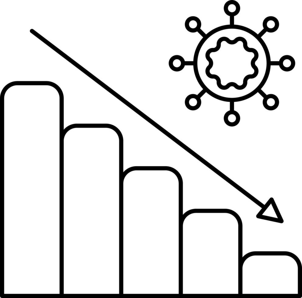 disminución virus grafico icono en negro línea Arte. vector