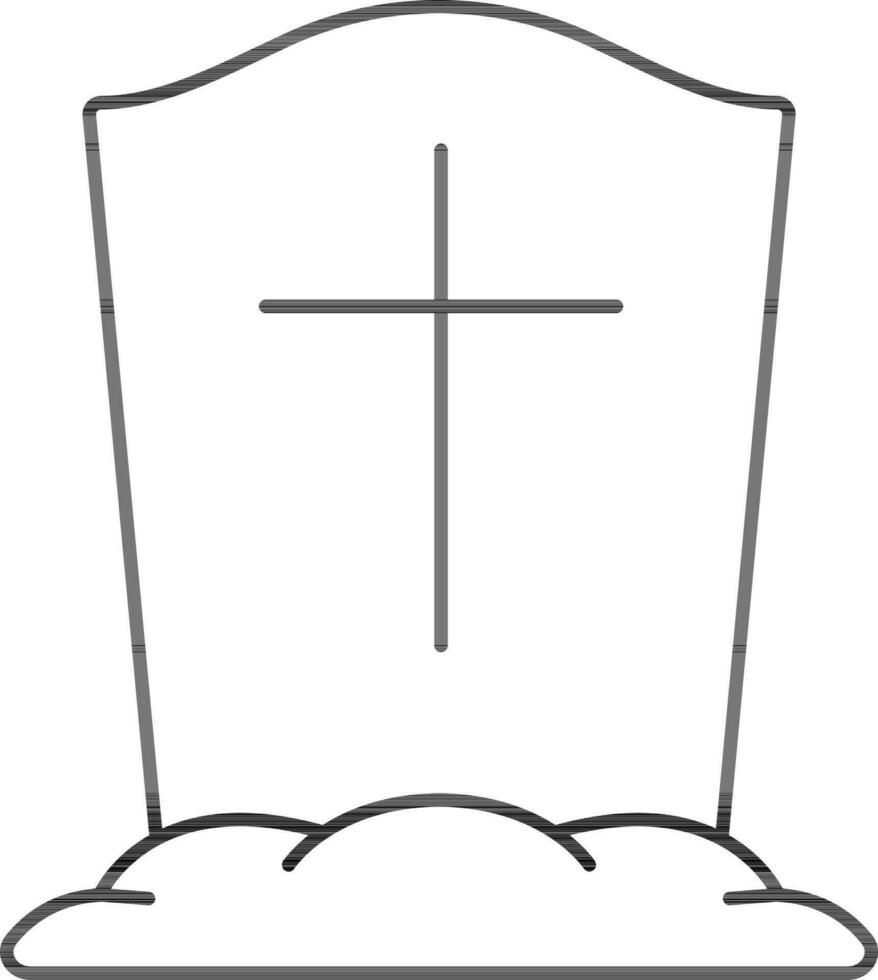 Tombstone Icon In Black Line Art. vector