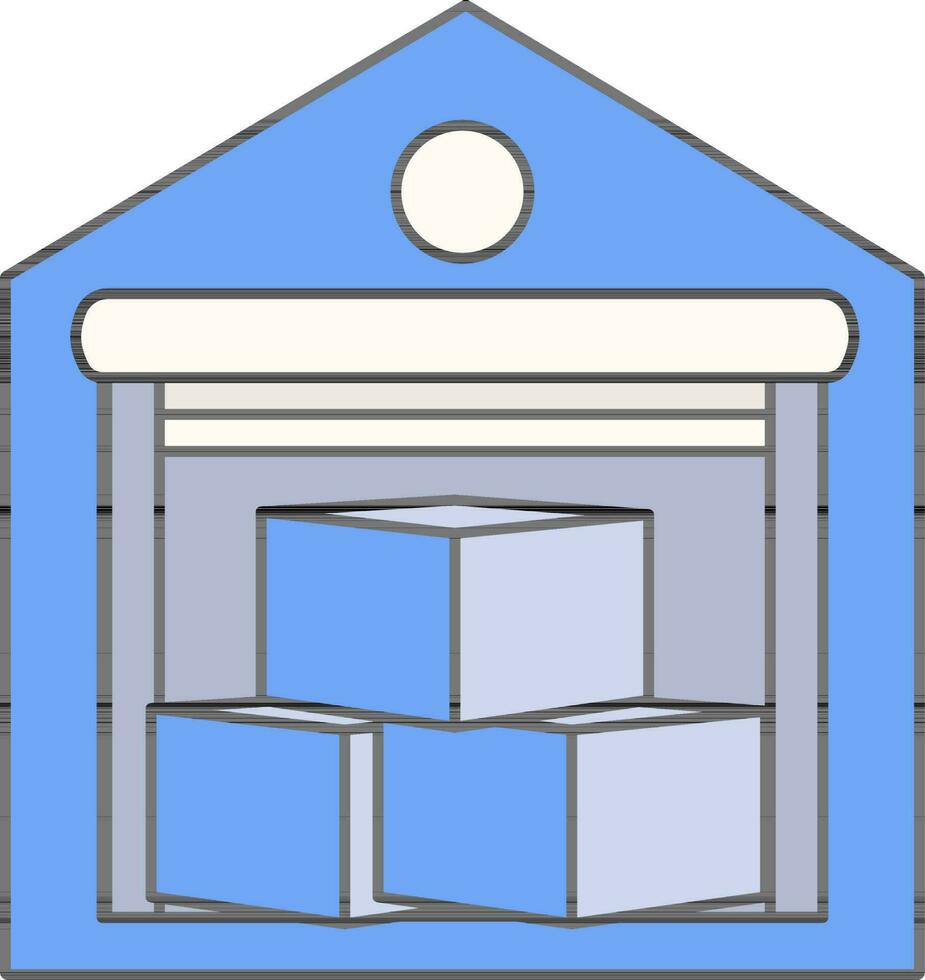 almacén icono en azul y blanco color. vector