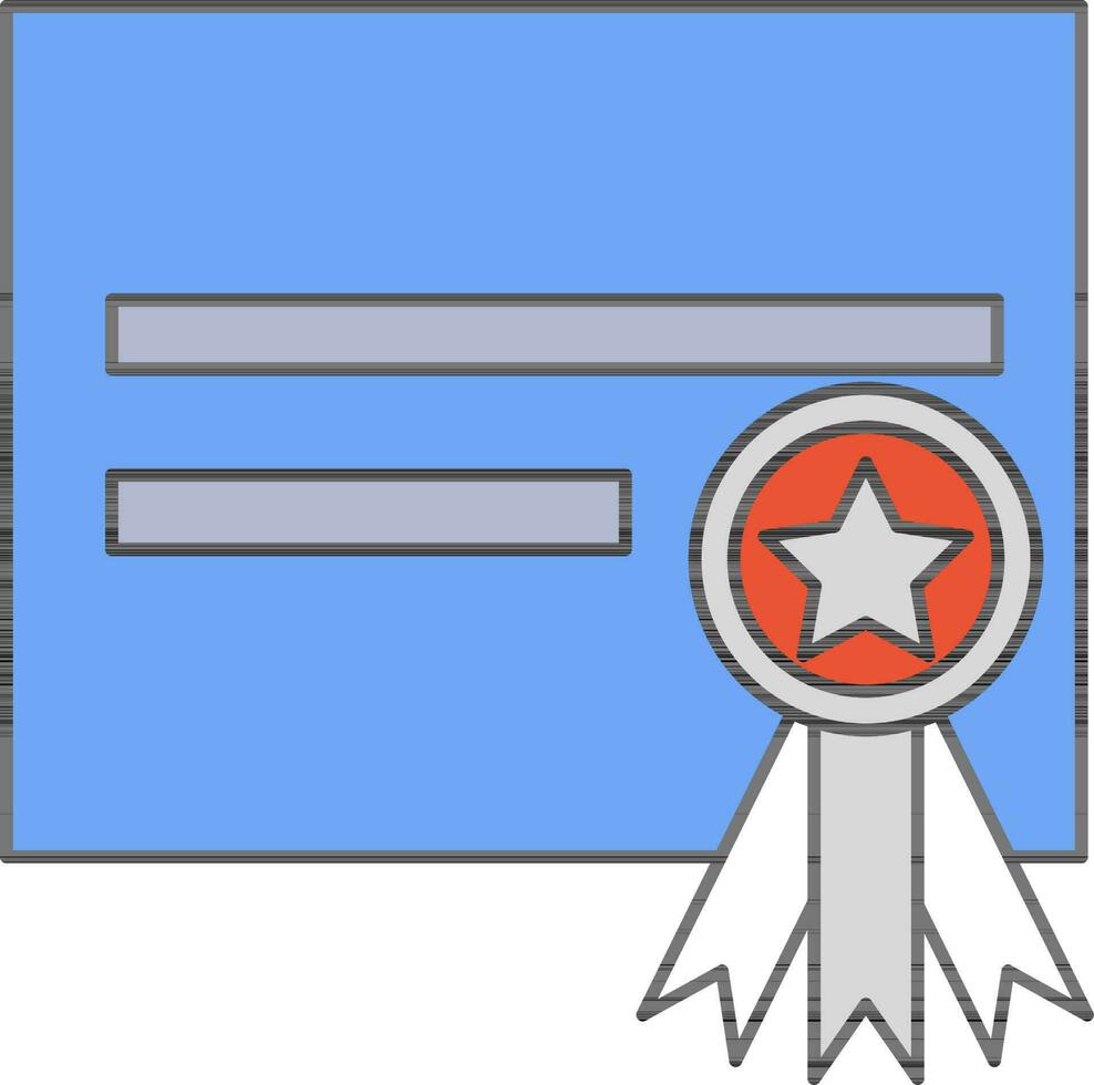 certificado icono en azul y rojo color. vector