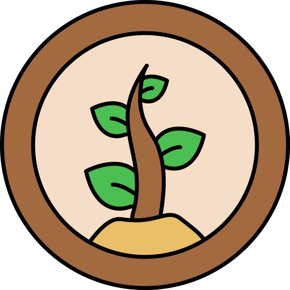 hojas planta símbolo en circulo icono en marrón y verde color. vector